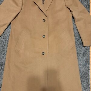 Classic Camel Long Wool-Blend Coat - Men